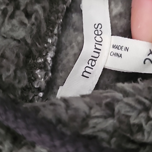 Maurices Green and Black Leopard Print Cowl Neck Sherpa Pullover - Picture 13 of 14